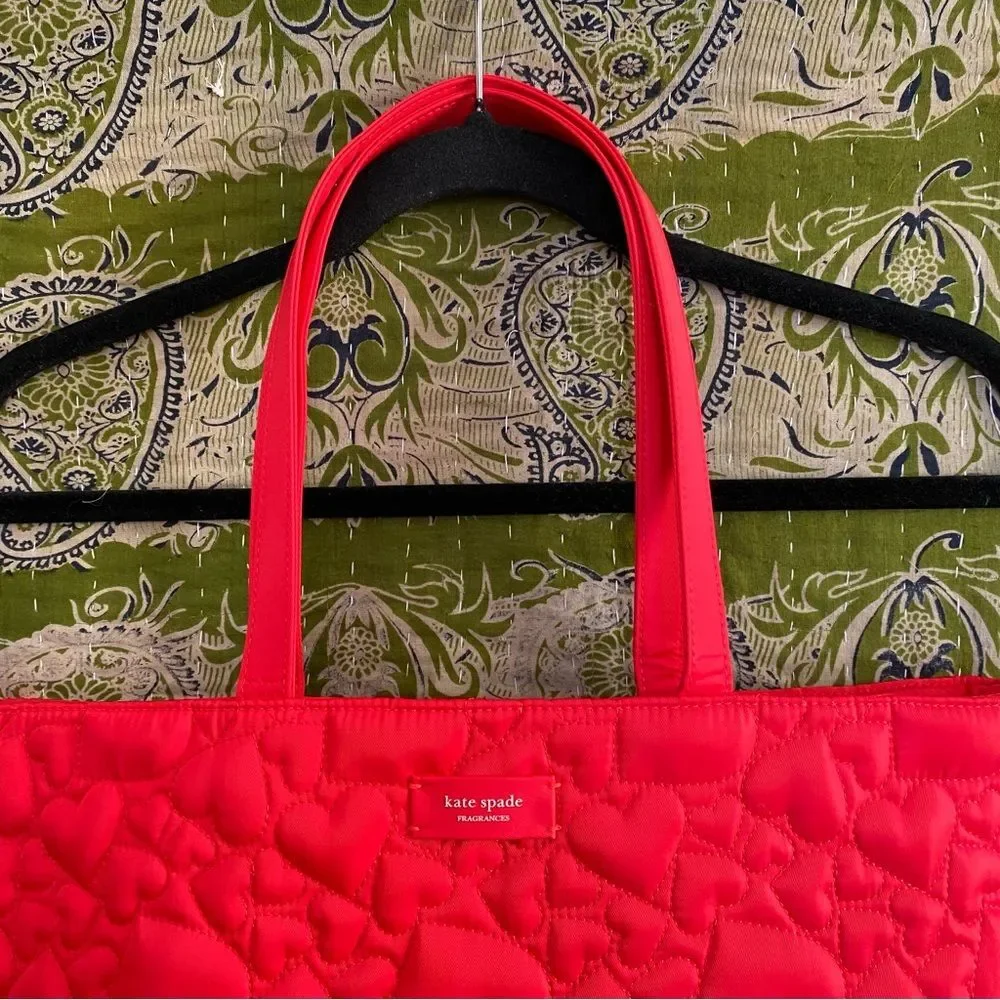 Kate Spade Fragrances Red Hearts Quilted Tote Bag